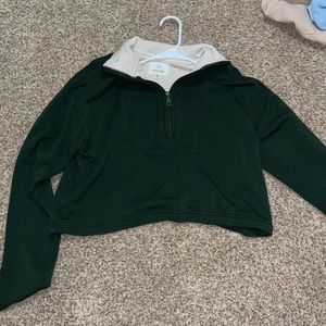 super soft dark green half zip from aerie/offline